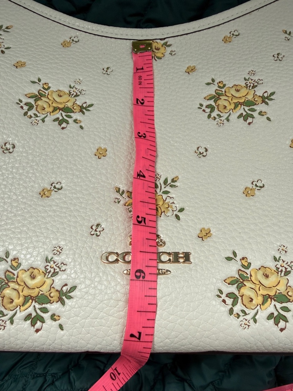 Coach White Floral Pebbled Leather Wristlet with Yellow Flowers - Picture 8 of 11